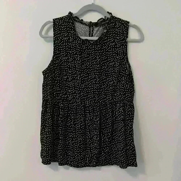 Harve Benard Size Small Peplum Black and White Polka Dot Sleeveless Blouse - Picture 1 of 4